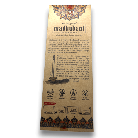 Corde d’Encens Nag Champa Madhubani Sri Sugandhi - Corde d’Encens avec Support - Qualité Premium