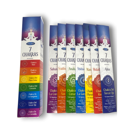 セブン チャクラのお香ULLAS 7 Chakras - お香スティック 5 本入り 7 パッケージ