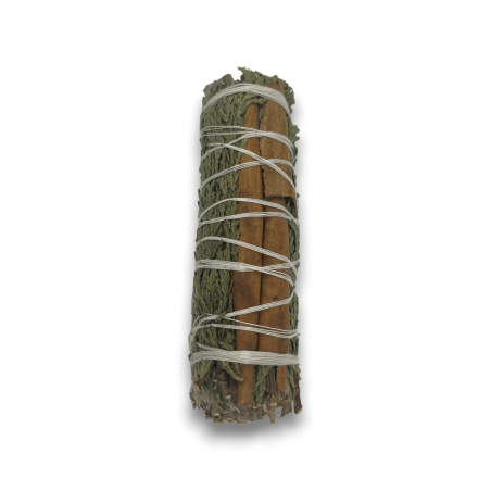 Atado de Salvia Blanca, Cedro y Canela Smudge Made in México - Atado de Hierba 10cm