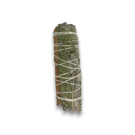 Atado de Salvia Blanca, Cedro y Canela Smudge Made in México - Atado de Hierba 10cm