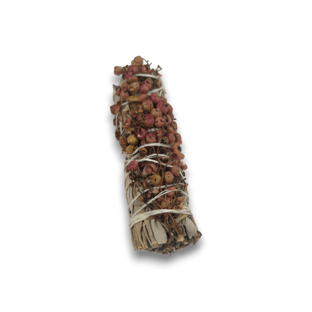 Fascio di salvia bianca e semi di pirul prodotti in Messico - Fascio di erba 10 cm