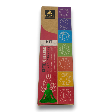 Kit Sette Chakra AROMA 7 Chakra - Bastoncini d'incenso e 7 lampadine profumanti attivate Eco Artisanal