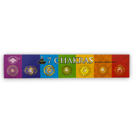 Incenso Green Tree 7 Chakra - Bastões Masala Premium - 1 caixa de 15gr.