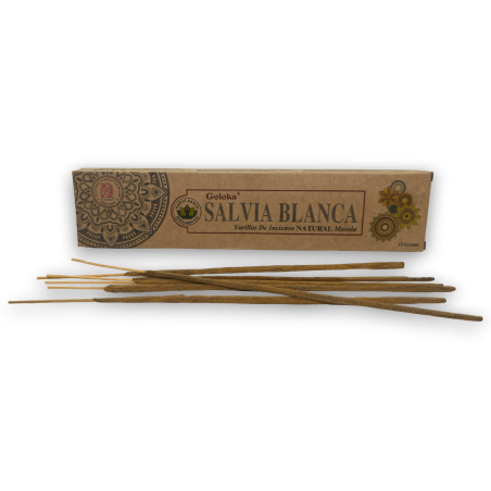 Incenso de Sálvia Branca Orgânica GOLOKA - Incenso Masala Natural - 1 caixa de 15gr