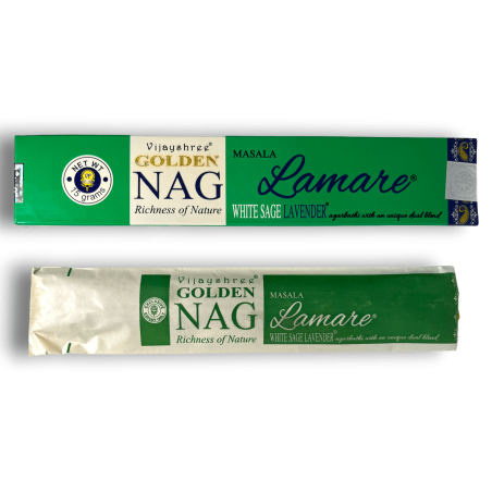 ラマーレ ホワイト セージ & ラベンダーのお香GOLDEN NAGラマーレ ホワイト セージ & ラベンダー ビジェイシュリー フレグランス - 1 箱 15gr。