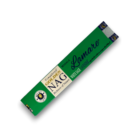 ラマーレ ホワイト セージ & ラベンダーのお香GOLDEN NAGラマーレ ホワイト セージ & ラベンダー ビジェイシュリー フレグランス - 1 箱 15gr。