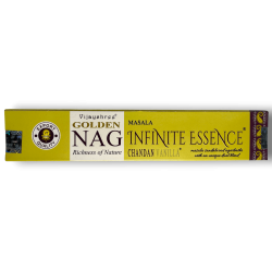 シャンダンとバニラの無限エッセンスお香GOLDEN NAG無限エッセンスビジェイシュリーフレグランス - 15grの1箱。