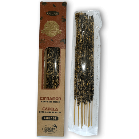 Encens Ullas à la Cannelle - Cannelle - Fait Main - 25gr - Fabriqué en Inde - 100% Naturel - Encens Bio ULLAS