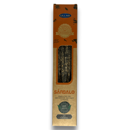 Encens Ulles de Sàndal - Sandalwood - Fet a mà - 25gr - Fet a Índia - 100% Natural - ULLAS Encens Orgànic