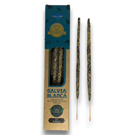 بخور Ullas White Sage - حكيم أبيض - صناعة يدوية - 25 جرام - صنع في الهند - طبيعي 100٪ - بخور ULLAS عضوي