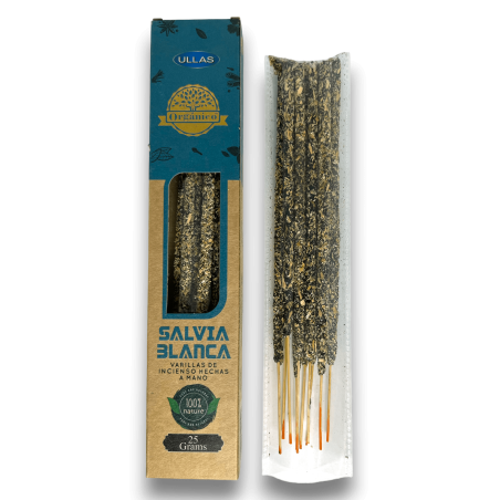 بخور Ullas White Sage - حكيم أبيض - صناعة يدوية - 25 جرام - صنع في الهند - طبيعي 100٪ - بخور ULLAS عضوي
