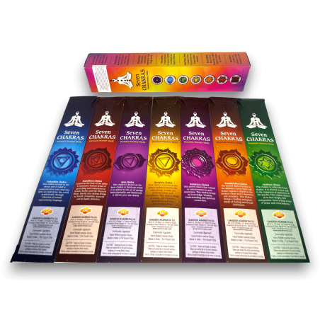 SAC Incienso de los 7 Chakras - SAC Seven Chakras Paquete de 35 varillas de incienso (7 paquetitos de 5 varillas)