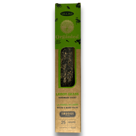 Incienso Ullas de Hierba de Limón - Lemon Grass - Hecho a mano - 25gr - Hecho en India - 100% Natural - ULLAS Incienso Orgánico