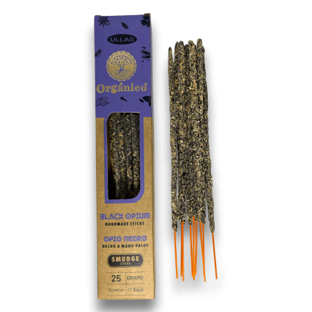 Incienso Ullas de Opio Negro - Black Opium - 手作り - 25g - インド製 - 100%ナチュラル - ULLAS オーガニックインセンス