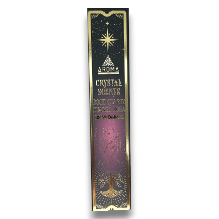 Encens Quartz Rose AROMA Smudge Kit Encens Cristal - Bâtonnets d’encens minéraux - 1 boite de 20gr.