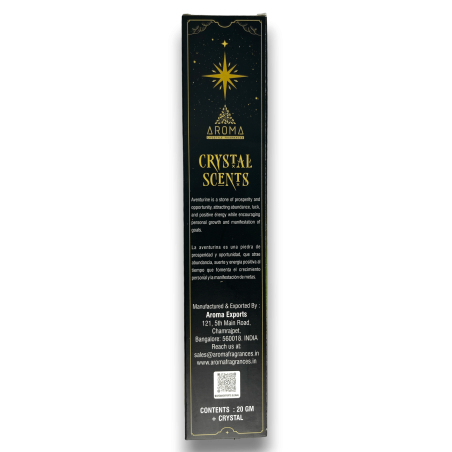 Encens Aventurine AROMA Smudge Kit Encens Crystal Aventurine - Bâtonnets d’encens minéraux - 1 boite de 20gr.