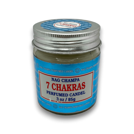 Pot à bougie 7 Chakras Nag Champa Satya - 85gr. - durée 24 heures