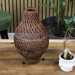 Candeeiro de mesa em rattan castanho escuro - 39x24cm