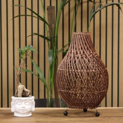 Candeeiro de mesa em rattan castanho escuro - 39x24cm