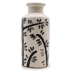 Retro Ceramic Vase with Bamboo Motif - Natural...