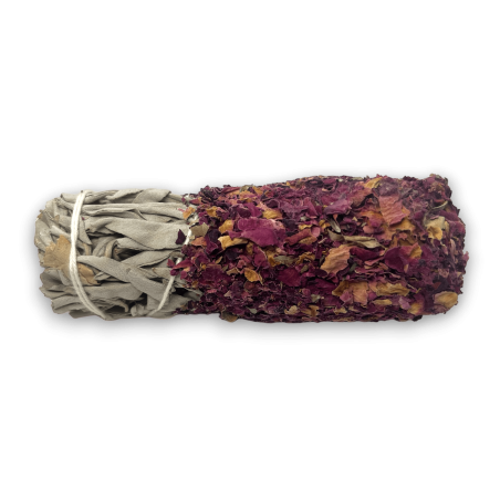 DIP White Sage Bundle with Rose - Eco-Artisanal Battered Bundle - Protect and Purify Love