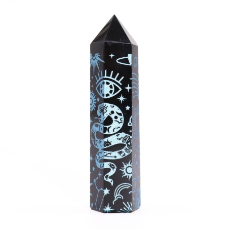 Pointes d’obsidienne noire (env. 60-70 g, 9 cm) - Mystic Story - Bleu ciel