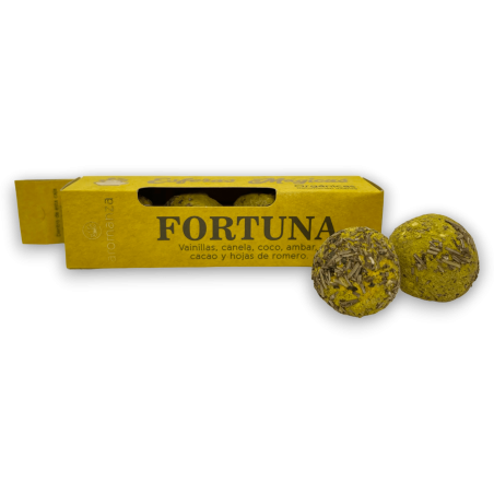 Esferas Mágicas Fortuna AROMANZA - Iluminarte Argentina - 4 bombitas defumación Vainilla, Canela, Coco, Ámbar, Cacao y Romero