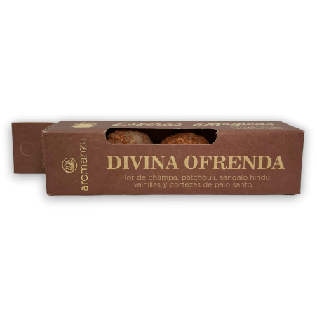 Oferta Divine Magic Spheres AROMANZA - Iluminarte Argentina - 4 bulbos Champa, Patchouli, Sândalo, Baunilha e Palo Santo