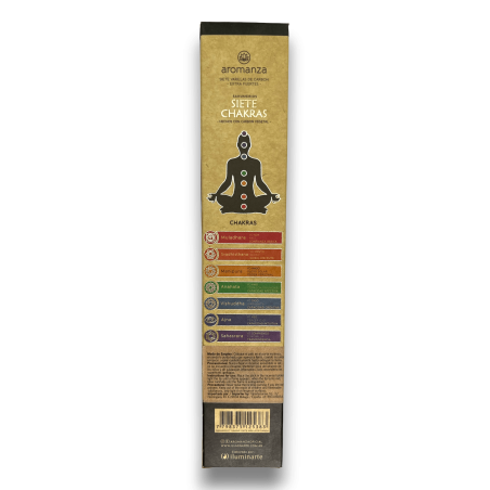 Sahumerios Siete Chakras Aromanza Inciensos - Iluminarte Argentina - 7 barritas gruesas extra fuertes