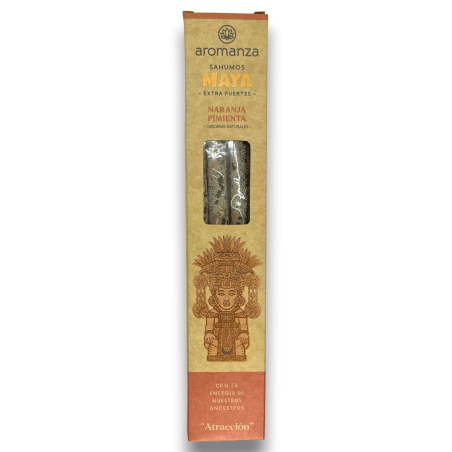 Sahumos Maya Naranja Pimienta Atracción Aromanza Inciensos - Iluminarte Argentina - 3 barritas extra Grandes / Fuertes