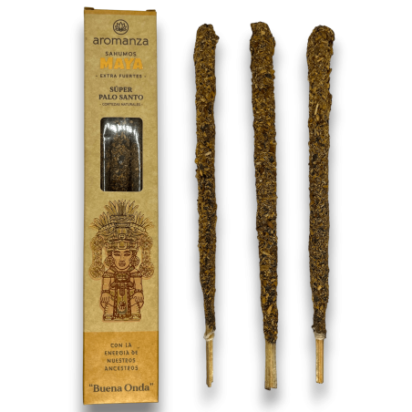 Sahumos Maya Súper Palo Santo Buena Onda Aromanza Inciensos - Iluminarte Argentina - 3 barritas extra Grandes / Fuertes