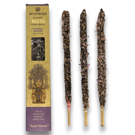 Sahumos Maya Lavanda Violeta Anti Stress Aromanza Inciensos - Iluminarte Argentina - 3 barritas extra Grandes / Fuertes