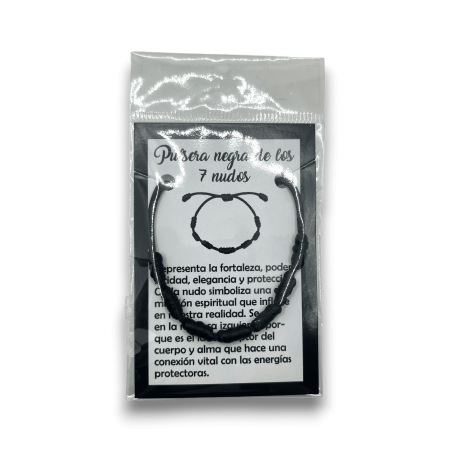 Bracelet Corde Noire 7 Noeuds - HOSTENATURA Protection contre les énergies négatives