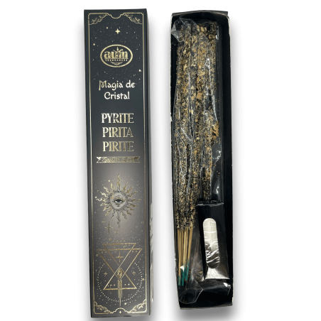 Encens Pyrite Magie de Cristal Aum Parfums - Encens avec Boîte de Cristal de Pyrite - 20gr.