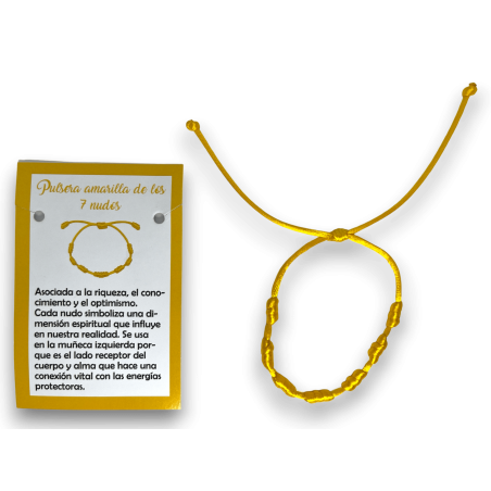 Pulseira Corda Amarela 7 Nós - HOSTENATURA Prosperidade, Abundância e Fortuna