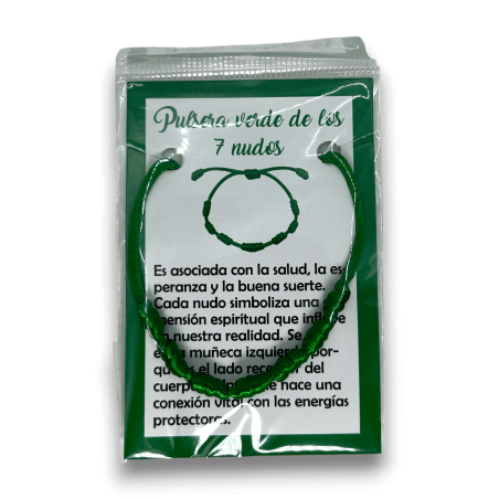 Pulseira Corda Verde 7 Nós - HOSTENATURA Saúde, Esperança e Boa Sorte.