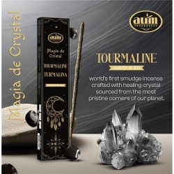 Aum Fragrances Crystal Magic Turmalina Incenso - Incenso com caixa de cristais de Turmalina - 20gr.