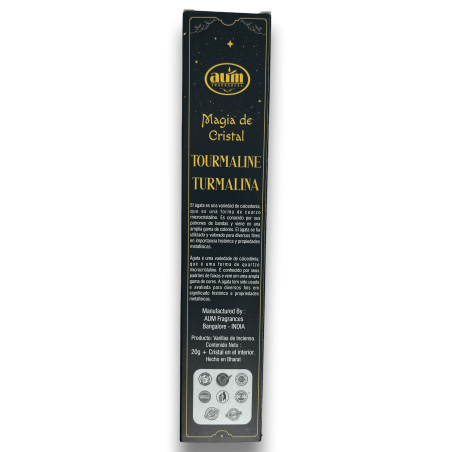 Aum Fragrances Magic Turmaline Räucherstäbchen - Räucherstäbchen mit Turmalin Kristall Box - 20gr.