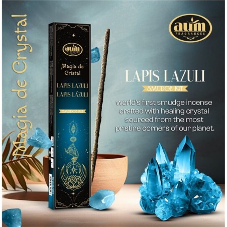 Incienso Lapislázuli Magia de Cristal Aum Fragrances - Incienso con cajita de cristales de Lapislázuli - 20gr.