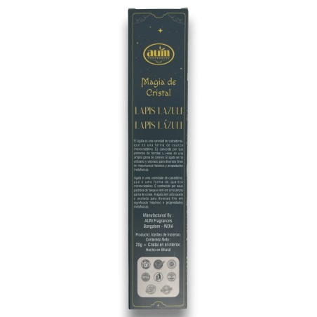 Encens Lapis Lazuli Magie de Cristal Aum Fragrances - Encens avec boîte de cristaux de Lapis Lazuli - 20gr.
