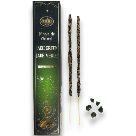 Fragrâncias Green Jade Incense Crystal Magic Aum - Incenso com caixa de cristais Green Jade - 20gr.