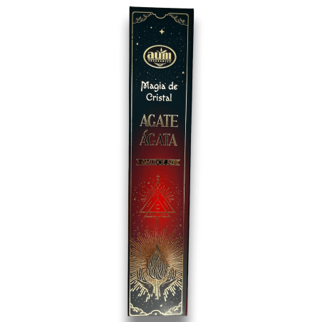 Aum Fragrances Incenso Crystal Magic Agata - Incenso con scatola di cristalli di Agata - 20gr.