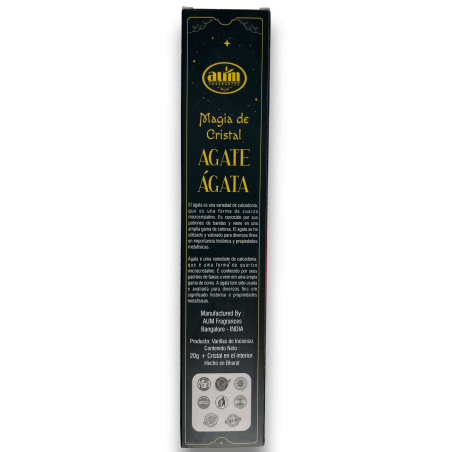 Aum Fragrances Crystal Magic Agate Incense - Wierook met doosje Agaatkristallen - 20gr.