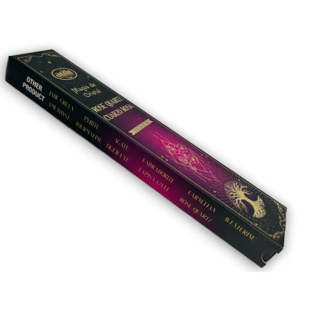Aum Fragrances Crystal Magic Incenso de Quartzo Rosa - Incenso com caixa de cristais de Quartzo Rosa - 20gr.
