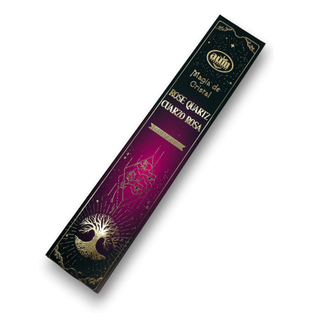 Rose Quartz Incense Magic of Crystal Aum Fragrances - Incense with Rose Quartz Crystal Box - 20gr.