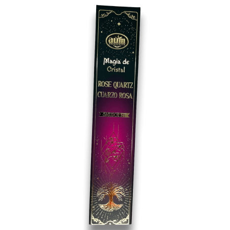 Aum Fragrances Crystal Magic Rose Quartz Incense - Tamaie cu o cutie de cristale Rose Quartz - 20gr.