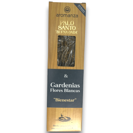 Good Wave Palo Santo Räucherstäbchen mit Gardenien Weiße Blüten Räucherstäbchen AROMANZA Argentinien Bienestar - 8 dicke Stäbche