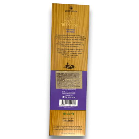 Encens Bonne Onde Palo Santo à la Lavande de la Vallée Encens Anti Stress Aromanza - 8 sticks - Iluminarte Argentina