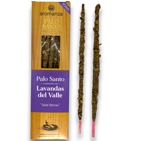 Palo Santo Good Wave Räucherstäbchen mit Lavendel aus dem Tal Anti Stress Räucherstäbchen Aromanza - 8 Stäbchen - Iluminarte Arg