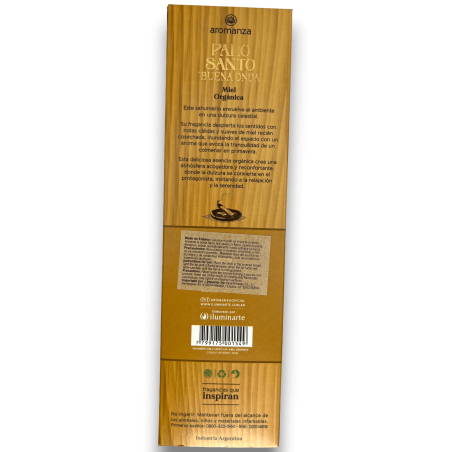Good Wave Palo Santo Räucherstäbchen mit Bio-Honigsüße Räucherstäbchen Aromanza - 8 Stäbchen - Iluminarte Argentina